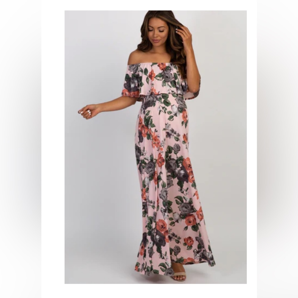 Maternity Floral Off-Shoulder Maxi Dress